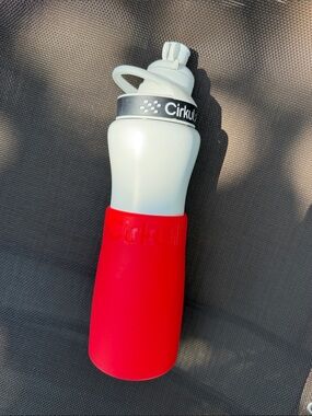 Cirkul Red Silicone Grip Water Bottle with White Top